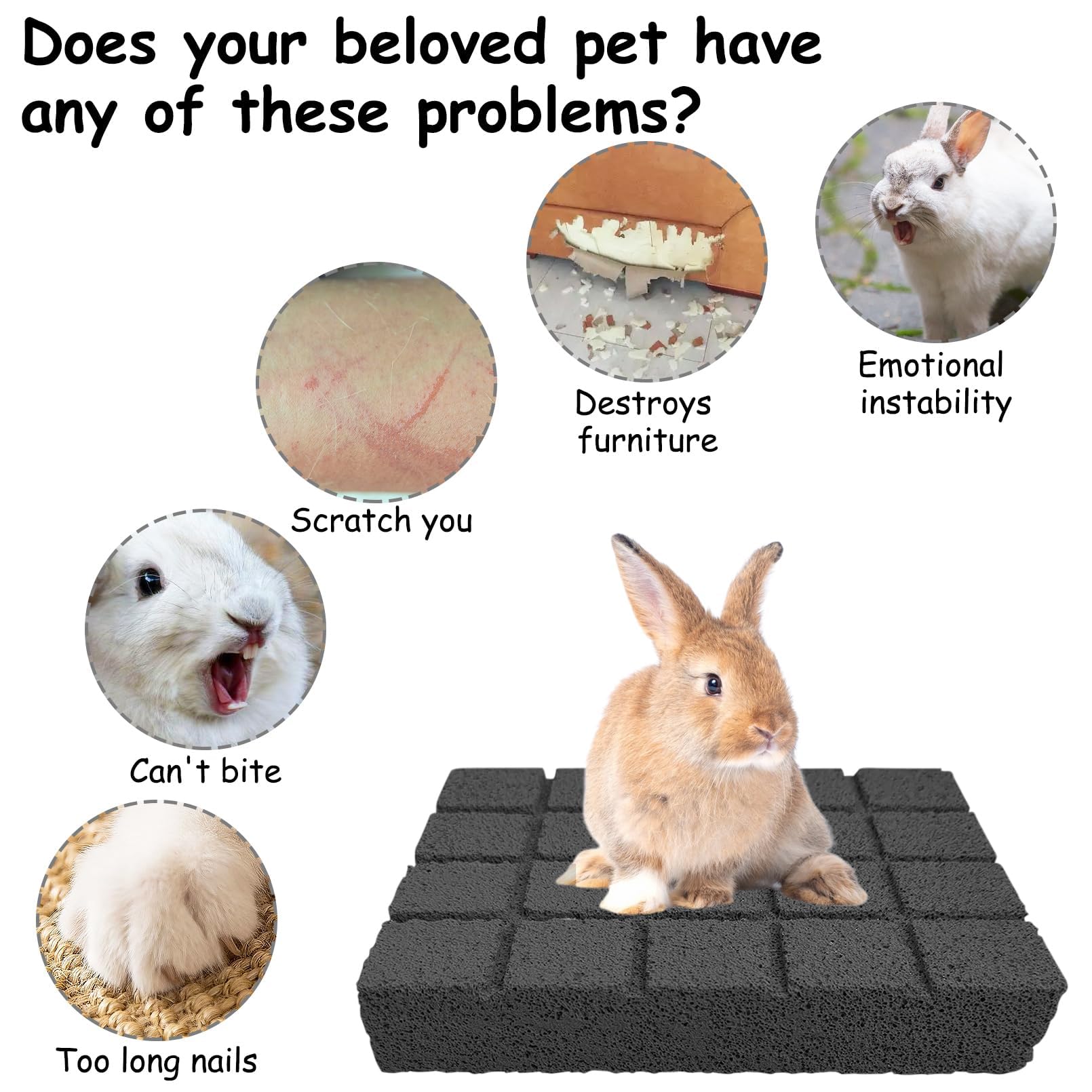 Hamiledyi 6Pcs Rabbit Scratching Pads - Bunny Lava Grinding Claw Pads For Small Animals - Hamster, Gerbil, Chinchilla, Hedgehog,
